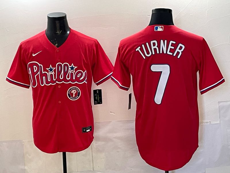 Men 2026 Nike Philadelphia Phillies #7 Turner Red Game MLB Jersey 03->philadelphia phillies->MLB Jersey